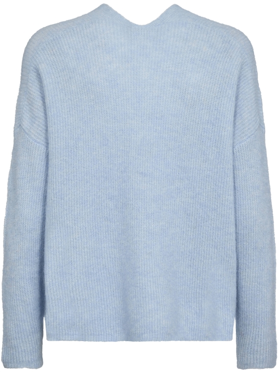 Mos Mosh Thora V-Neck Strik, Cashmere Blue